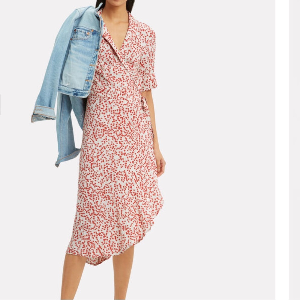 Printed Crepe Wrap Midi Dress NWT
